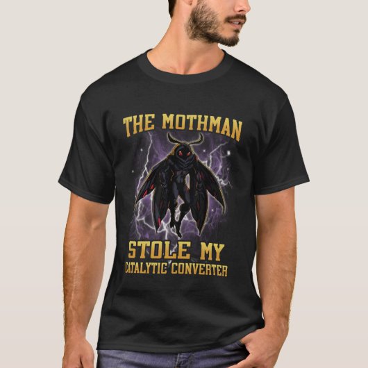 モスマンが触媒コンバーターを盗んだ面白いハロウィン Tシャツ (正面)