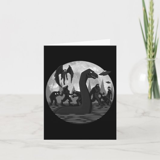 モスマン ビッグフット ロックネスモンター エイリアンズ UFO ファンシー カード (正面)