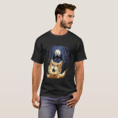 モスマン+モンスター+未確認生物+怖がる猫の自撮り Tシャツ (正面フル)