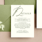 モスミニマルグリーンフローラモノグラム結婚ズ詳細 エンクロージャーカード