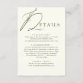 モスミニマルグリーンフローラモノグラム結婚ズ詳細 エンクロージャーカード (正面)