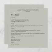 モスミニマルモダン&セージ緑のウェディングレセプション メニュー (正面/裏面)