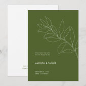 モスモダングリーンボタニカルフローライラストレーション セーブザデート (正面/裏面)