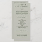 モスモダンスミニマル・セージ・グリーン結婚の式典 プログラム (正面/裏面)