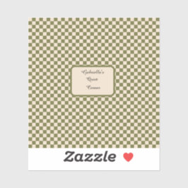 モス市松模様にググリーンとベージュクワイエットコーナー引用文 シール