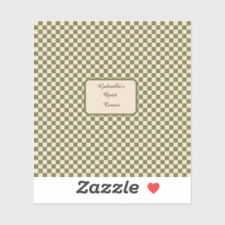 モス市松模様にググリーンとベージュクワイエットコーナー引用文 シール