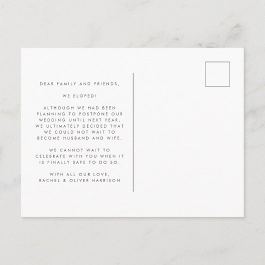 モス·グリーン,日付を変えたが待てなかった 案内ポストカード (裏面)