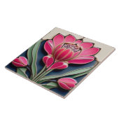 モダニストアールヌーボープロテアフラワーホットピンク タイル (側面)