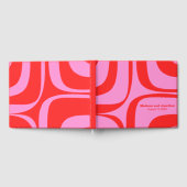 モダニストレトロ名門私立校風のグルーブピンクと赤 ゲストブック (全面)