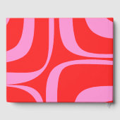 モダニストレトロ名門私立校風のグルーブピンクと赤 ゲストブック (裏面)