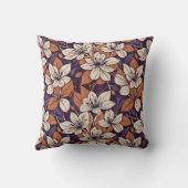 モダニスト秋フラワーパープル&クリーム装飾用クッション クッション (裏面)