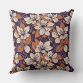 モダニスト秋フラワーパープル&クリーム装飾用クッション クッション (裏面)