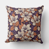モダニスト秋フラワーパープル&クリーム装飾用クッション クッション (正面)