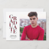 モダニズムの赤い卒業発表 招待状 (正面)