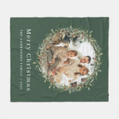 モダニズム家族写真クリスマスリース フリースブランケット (正面(横))