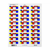 モダニズム赤ブルーイエローホワイト抽象芸術プライマリ ラベル (フルシート)