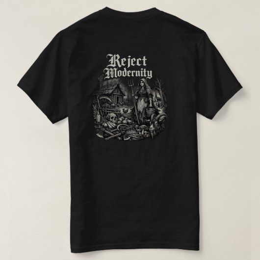 モダニティを拒絶 ダークTシャツ Tシャツ (デザイン裏面)