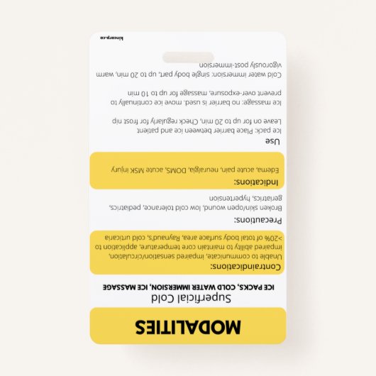 モダリティ（ホット/コールド）バッジカードリファレンス バッジ (裏面)