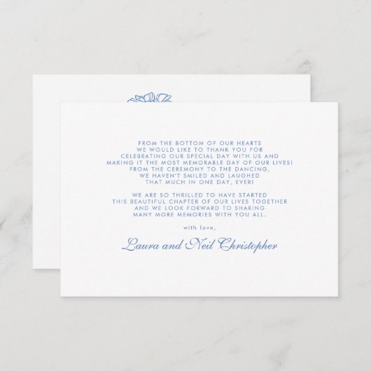 モダンあじさいダスティブルー結婚の感謝 サンキューカード (正面/裏面)