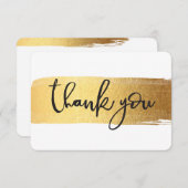 モダンありがとうシックな手書き金ゴールドブラシ サンキューカード (正面/裏面)