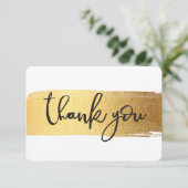 モダンありがとうシックな手書き金ゴールドブラシ サンキューカード (スタンド正面)