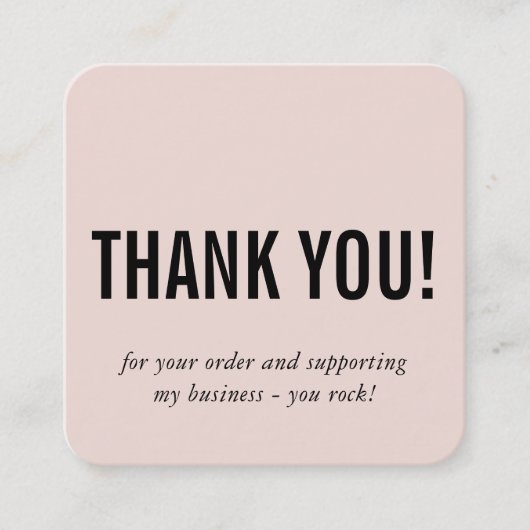 モダンありがとうシンプル赤面ミニマルピンク スクエア名刺 (正面)