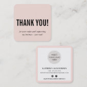 モダンありがとうシンプル赤面ミニマルピンク スクエア名刺 (正面/裏面)