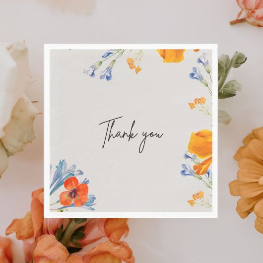 モダンありがとうフローラナスタチウムブルー植物学 スタンダードランチョンナプキン