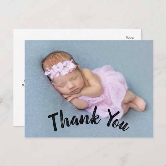 モダンありがとうベビー誕生発表葉書 ポストカード (正面/裏面)