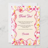 モダンありがとうレトロ抽象芸術ピンクカード 招待状 (正面)