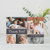 モダンありがとう写真コラージュ新生児誕生 案内状 (スタンド正面)