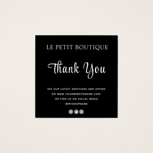 モダンありがとう白黒服気に服カード (正面)