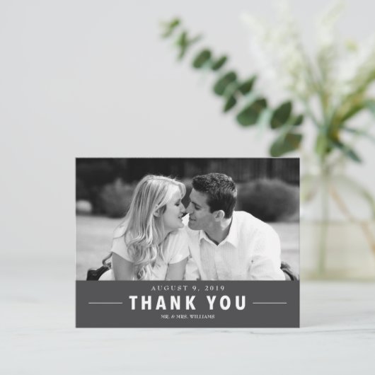 モダンありがとう結婚の写真カスタムはがき ポストカード (スタンド正面)