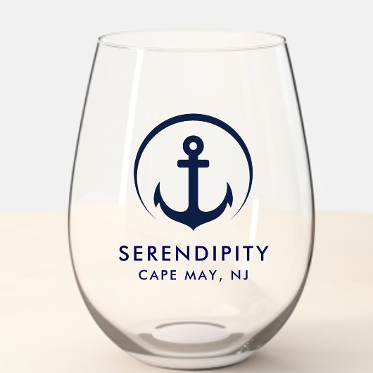 モダンいかりボートロゴ ステムなしワイングラス