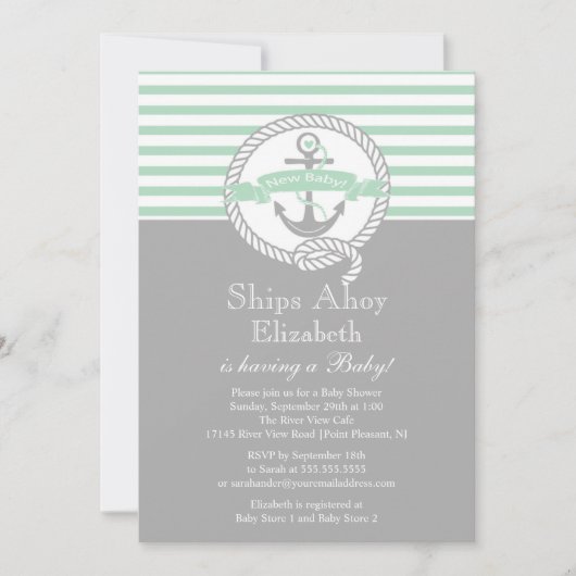 モダンいかり航海のニュートラル 招待状 (正面)