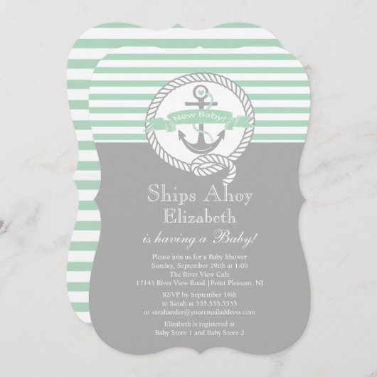 モダンいかり航海のニュートラル 招待状 (正面/裏面)