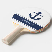 モダンいかり航海の名前をカスタムするネイビーブルー 卓球ラケット (正面アングル)