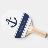 モダンいかり航海の名前をカスタムするネイビーブルー 卓球ラケット (横)
