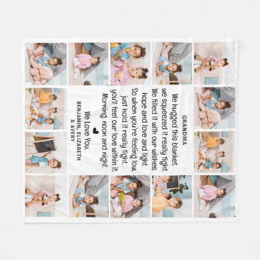 モダンおばあちゃんカスタムの写真数々の祖父母 フリースブランケット (正面(横))