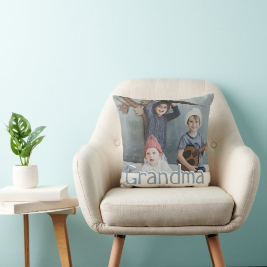 モダンおばあちゃん写真と引用文 |色カスタム付 クッション (椅子)