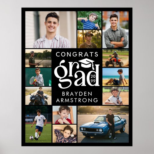 モダンおめでとうグラード14フォトコラージュはっきりしたタイプ ポスター (正面)