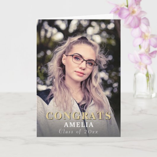 モダンおめでとうフルフォト卒業カード カード (蘭)