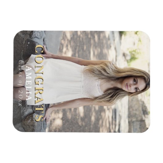 モダンおめでとうフルフォト卒業マグネット マグネット (横)