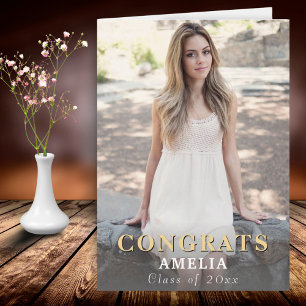 モダンおめでとうフルフォト卒業 カード