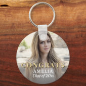 モダンおめでとうフルフォト卒業 キーホルダー (正面)