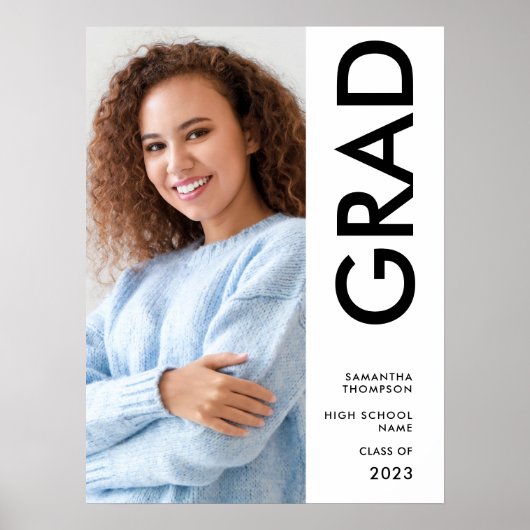 モダンおめでとう大学院写真名2023卒業 ポスター (正面)