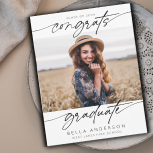 モダンおめでとう大学院卒業生の台本の写真 カード