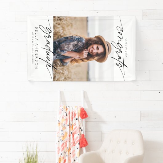 モダンおめでとう大学院卒業生の台本の写真 横断幕 (インサイチュ)