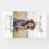 モダンおめでとう大学院卒業生の台本の写真 横断幕 (横)