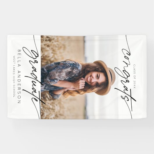 モダンおめでとう大学院卒業生の台本の写真 横断幕 (横)